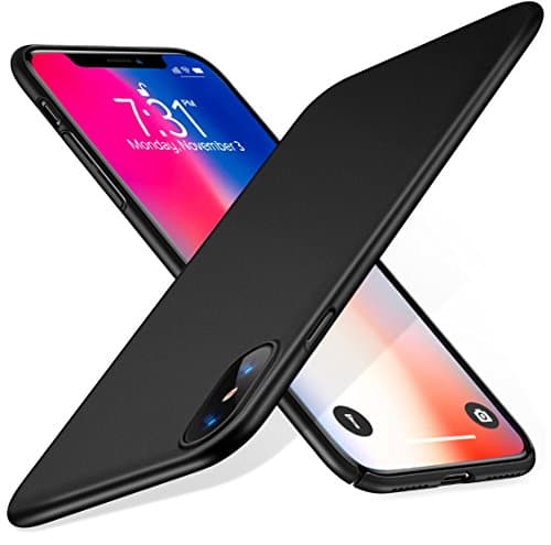 iPhone X Case,TRIJEN Ultra Thin + Slim Fit Shell Hard Protective Cover [Non-Slip Grip] Matte Finish Surface for Apple iPhone X - Space Black