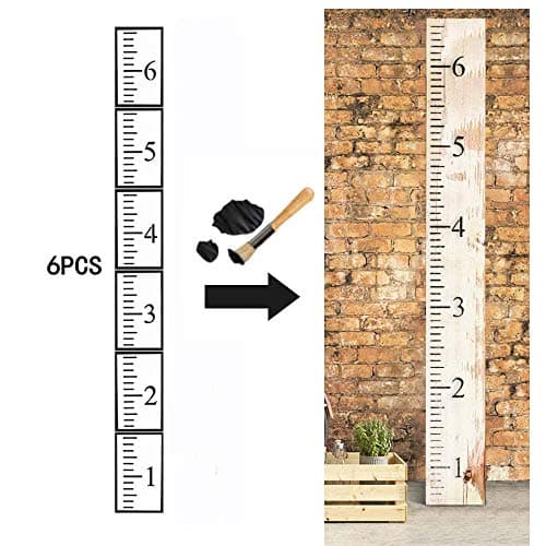 EUYOUZI 6ft Growth Chart Ruler Stencil, 6Pcs Hollow Out Ruler Template Kit, Reusable Painting Stencils Scale DIY Craft Ruler for Measuring Child Height, Wood Length (Big Ruler)