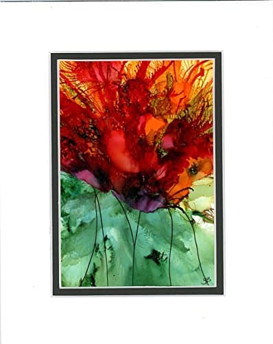 Painting Using Alcohol Inks On Yupo Stylized Flower