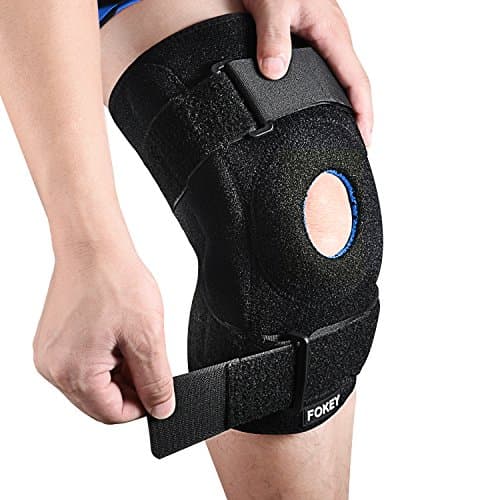 FOKEY Knee Brace, Knee Sleeve : Compression Adjustable Knee Support Strap, Open Patella Protector Wrap for Pain Relief, Arthritis, ACL, Sports and Injury Recovery, Breathable Neoprene Sleeve - Single