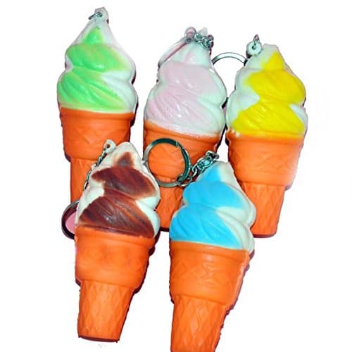 hongfei 5PCS Ice Cream Squishy Simulation Kid Cellphone Straps key rings Random Color Decompression for Ice Cream Bus Shop Decor Best Gifts for Girls Students