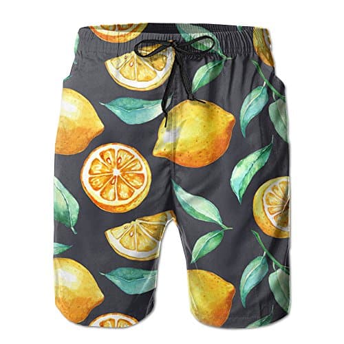 DSWAA Lemon Pattern/Men Gifts Beach Shorts Swim Trunks