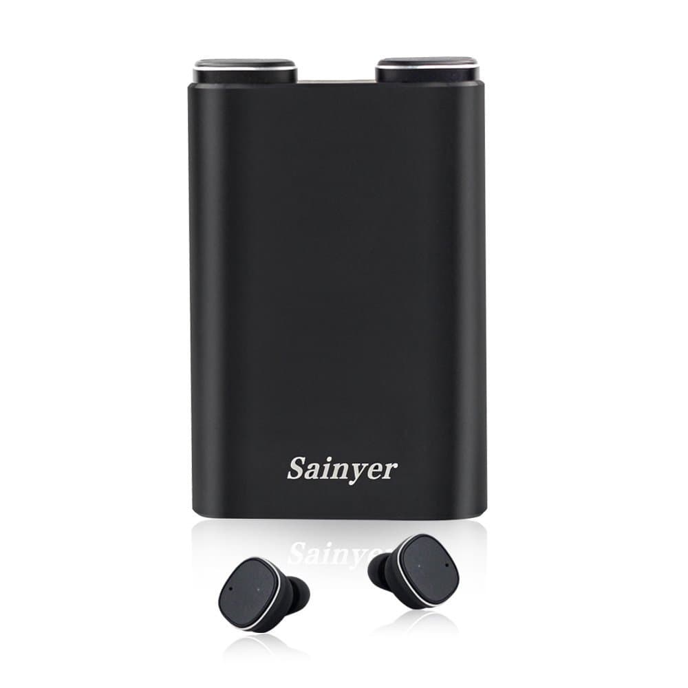 Sainyer True Wireless Headphones,True Bluetooth Earbud with Charging case, 36Hrs Playtime, Mini Twins Stereo Headphones for iPhone,Android Phones-Super Easy Pair(Black)