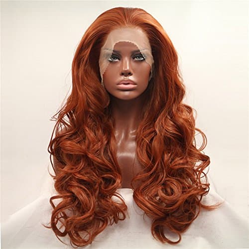 Wave Wig Copper Red Light Wavy Synthetic Lace Front Wig