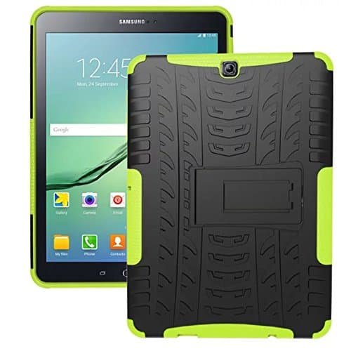 Samsung Galaxy Tab S2 9.7 Case, BAUBEY Rugged Tough Armor Heavy Duty Shockproof Hard Rubber Case Cover Stand for Samsung Galaxy Tab S2 9.7 SM-T810 / SM-T813 / SM-T815 / SM-T817 / SM-T819 (Green)