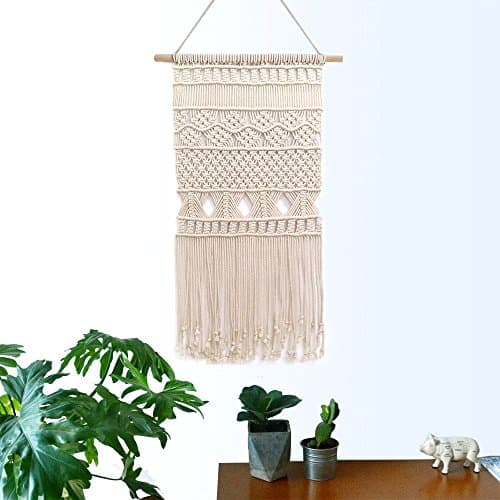 BoHo Macrame Wall Hanging Decor Handmade Cotton Rope Woven Tapestry Bohemian Wall Decor Home Decorations for Living Room Bedroom or Apartment 27’’L x 11.8’’W