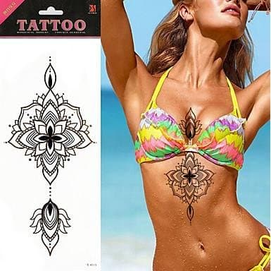 Waterproof Under Breast Temporary Metallic Sternum Tattoo , #11
