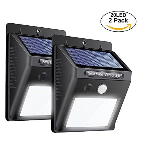 Fanng Wireless Solar Motion Sensor Light Powerful 20 LED Outdoors Waterproof Security Light for Wall Garden Driveway Yard Stairs Patio Deck Gate (2 Pack)