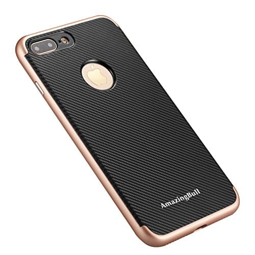 AmazingBull (TM) iPhone 7 Plus (5.5 Inch) phone case non-slip texture surface Slim Fit Cover with Carbon Fiber Premium Bumper Style 360º Protection for Apple iPhone 7 Plus (2016) (Rose Gold)