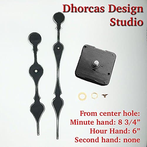 Dhorcas (#01D) 3/16" Threaded Motor and Curvy Long Distressed Black 8 3/4" Hands, Quartz Clock Movement and Replacement Motor kit (3/16" thread shaft)