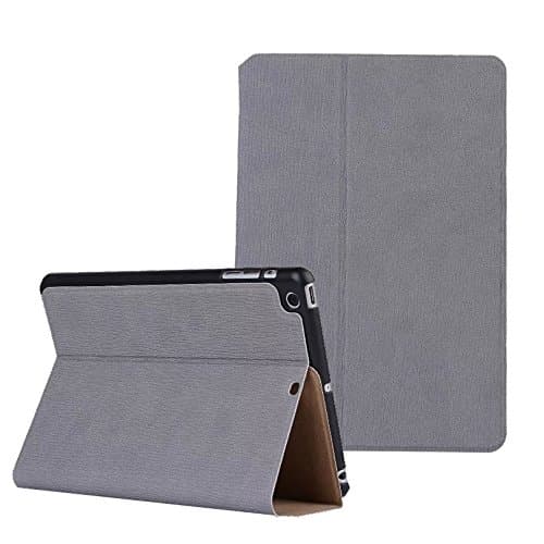 Apple iPad Mini 1/2/3 case for Men and Women, Premium Leather Business Slim Folding Stand Folio Cover (Gray)