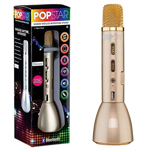 Popstar Bluetooth Karaoke Microphone Speaker Wireless Children’s Singing Mic (Gold)