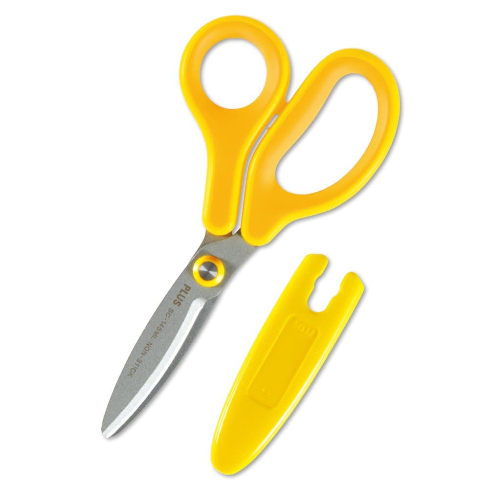 Fit for plus scissors left hand cut curve Jr fluorine coat SC-145ML yellow 34-673