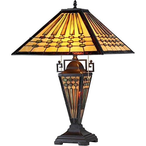 Chloe Tiffany Style Mission Design Dark Bronze Double Lit 2+1-light Table Lamp