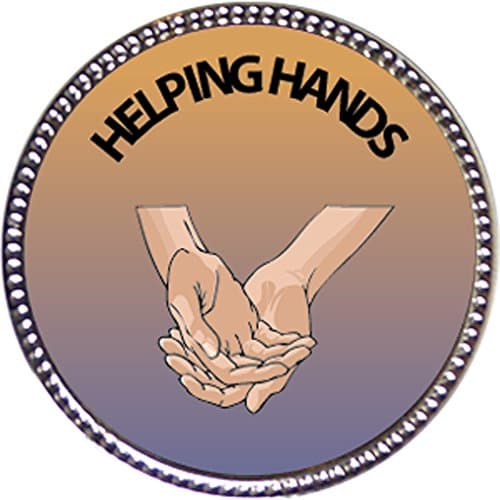 Keepsake Awards Helping Hands Award, 1 inch Dia Silver Pin Serving Others Collection