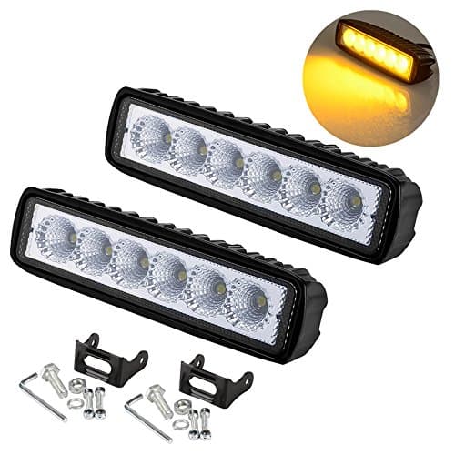 SUFEMOTEC 2PCS 6" inch 18W Led Work Light Bar Flood Beam Amber Color For Offroad Motorcycle Trucks SUV ATV UTV Jeep FJ150 used as Led Driving Work Emergency Lights Fog Pick Up Lamp 12V 24V