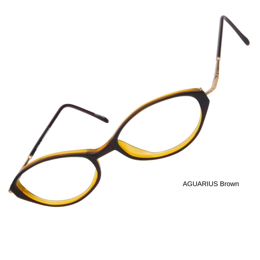 ProEyes Aguarius, Progressive Multifocal Petite Size Plastic Reading Glasses, Zero Magnification on Top Lens, Anti Blue Light Resin Lens, Spring Hinge (Brown, 2.50 x)