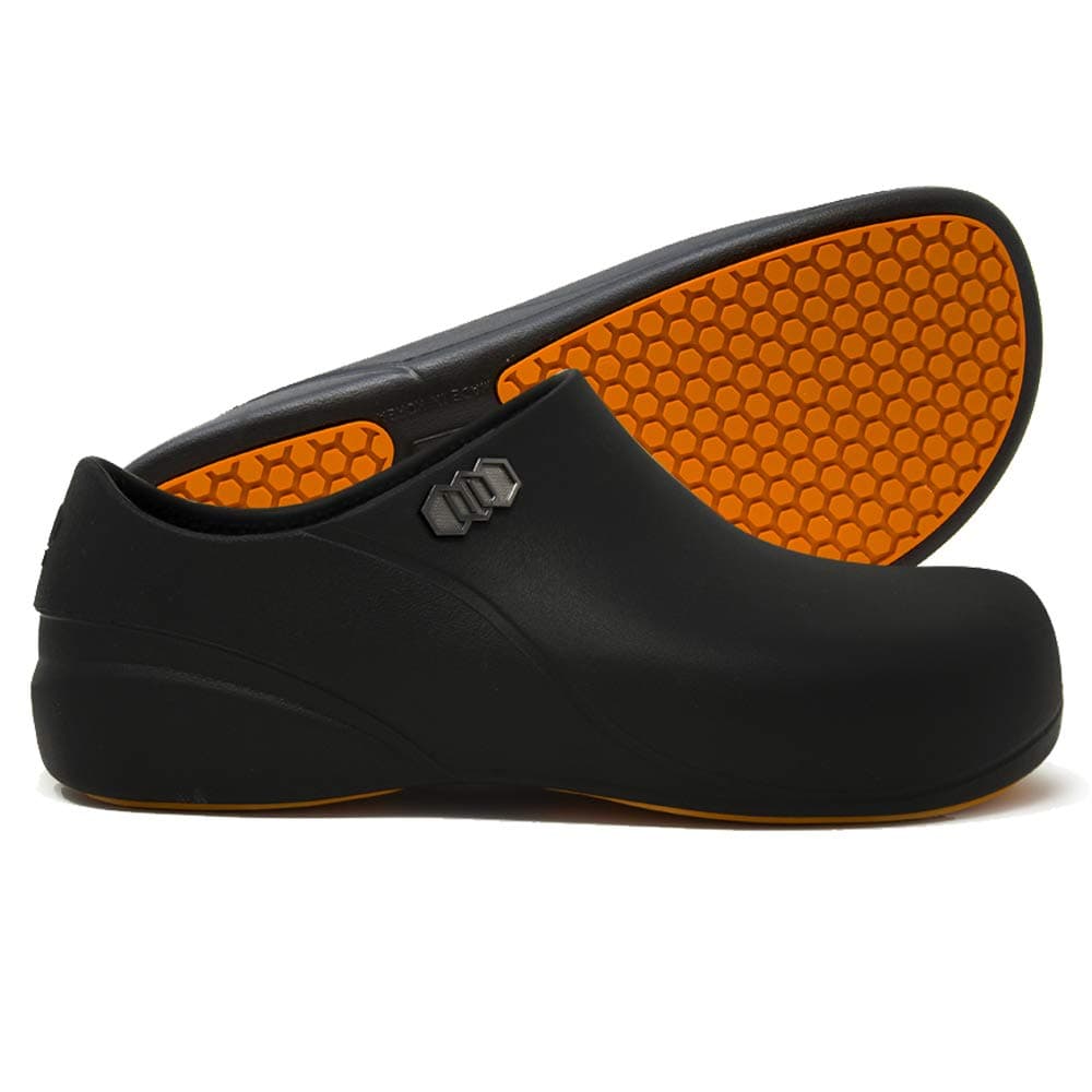 Stico Men's Slip Resistant Chef Clogs, Professional Non-Slip Work Shoes for Restaurant Hospital Nursing Garden [Black]