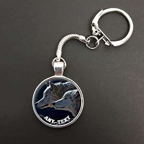 Wolf Personalised Pendant On A Snake Keyring Gift N43W
