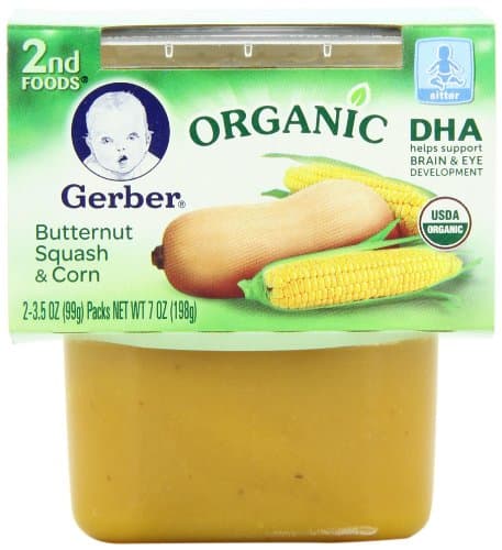 Gerber 2nd Foods Organic Butternut Squash & Corn, 2-Count, 3.5-Ounce Tubs (Pack of 8)