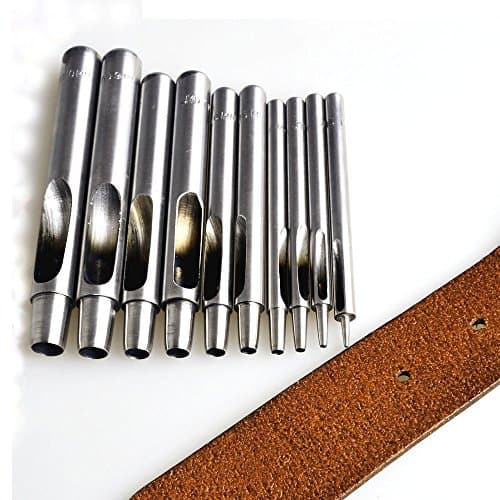 Pack 10pcs 1-10mm Hollow Hole Punch Tool Set Kit Puncher Belt Cutter For Leather Craft Watch Strap Papper Scrapbook in Storage Box