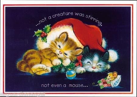 Kittens and Mouse "Not a Creature was Stirring" Deluxe Religious Christmas Holy Greeting Card 20 Total