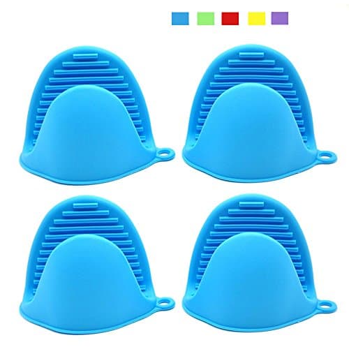 Pot Holder, Silicone Oven Mitts Non-Slip Handle Holders Strong Grip Heat Resistant Gloves(Color Random) (2 Pairs)