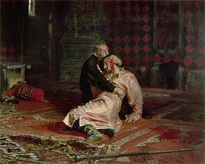 Repin (Ivan the Terrible and his Son on the 16th November, 1581, 1885) Canvas Art Print Reproduction (16.1x20.4 in) (41x52 cm)