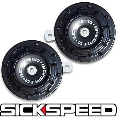 Sickspeed 2Pc Black Super Loud Compact Electric Blast Tone Horn for Car/Truck/SUV 12V P6 for Mitsubishi Outlander