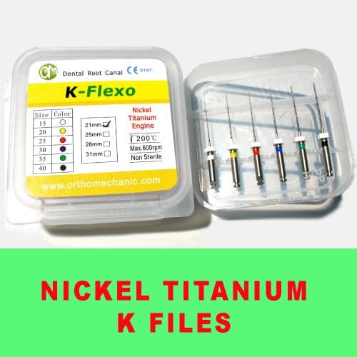 Endodontic NITI K File Engine Use 15-40. 25mm 6 Files per pack