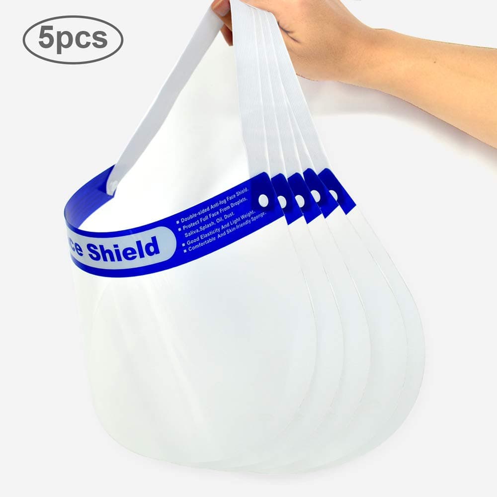 CUGUNU 50 Pcs Safety Face Shield, Adjustable Transparent Full Face Protective Visor with Eye & Head Protection, Anti-Spitting Splash Facial Cover for Women Men