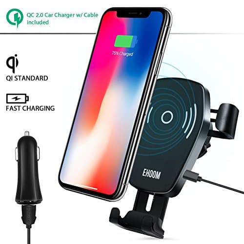 Car Wireless Charger, EHOOM Air Vent, Dashboard, Windshield Phone Mount Holder for iPhone 8, iPhone 8+, Samsung Galaxy S9, S9+, S8, S8+, S7 Edge, Note 5, Compatible with Standard Qi-enabled Devices
