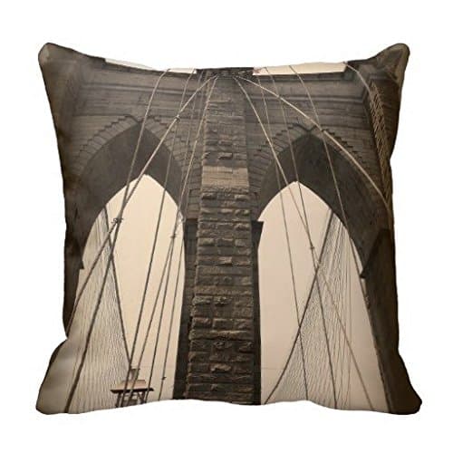 Vintage Sepia Brooklyn Bridge Throw Pillow Case