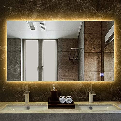 Makeup mirror Backlit LED Illuminated Bathroom Mirror,Make Up Dressing Wall Mounted Bedroom Explosion-proof Vanity Light Up Mirror With Lights (Color : A, Size : 50x70cm)