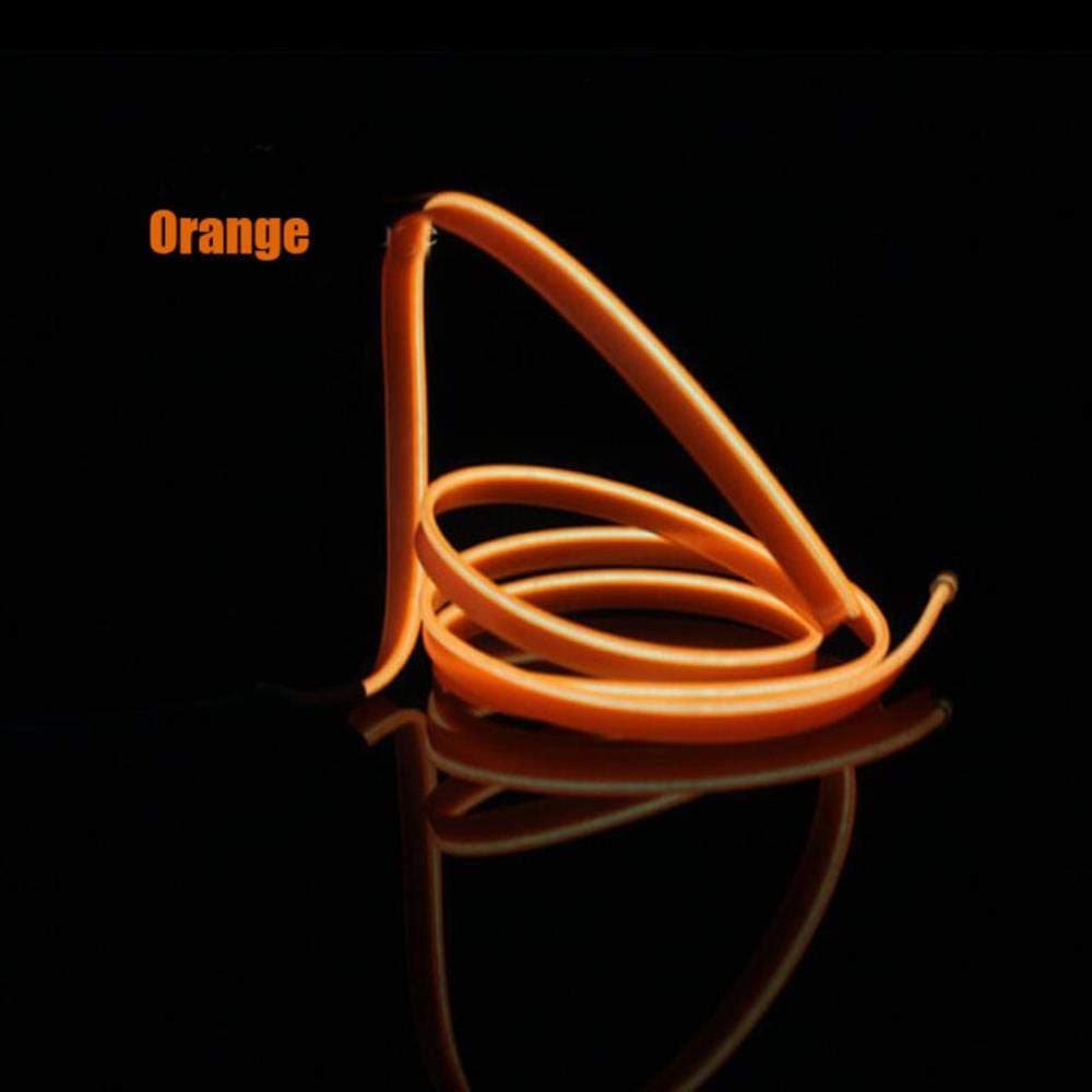 2m/3m/5m Car 12V LED Cold Lights Flexible Neon EL Wire Auto Lamps on Car Cold Light Strips Line Interior Decoration Strips Lamps-Orange,8m