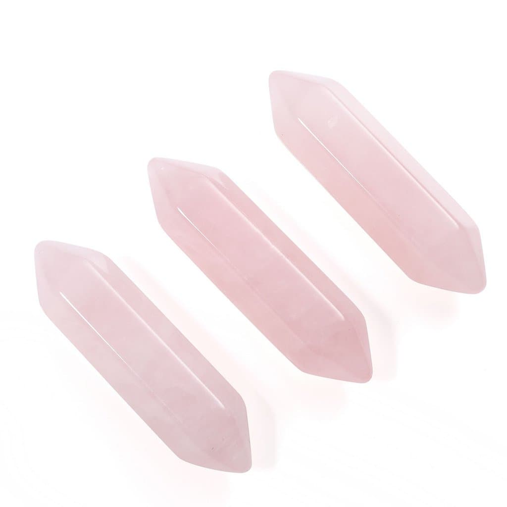 Rose Quartz Crystals Points Bulk Healing Crystals Wands Set Natural Quartz Crystals Gemstones Tumbled Polished Energy Healing Stones for Meditation Chakra Balancing Crystal Therapy Gift 3pcs