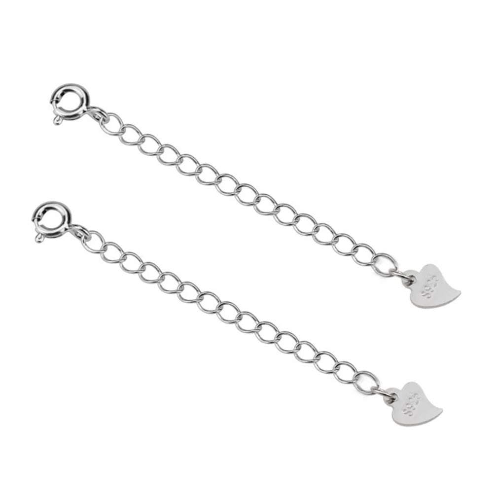 WellmeSterling Silver Necklace Extender Chain, 2PCS 2" Removable and Adjustable Silver or 14k Gold Plated or Rose Gold Plated Set Extra Links to Extend Your Necklace Bracelet Anklet