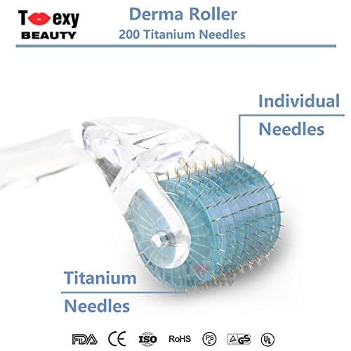 1.0mm Derma Roller Skin Massager Titanium Micro Needles 200-Pin For Face Beauty. Banish Acne Scars Wrinkles Hair Loss Anti Aging