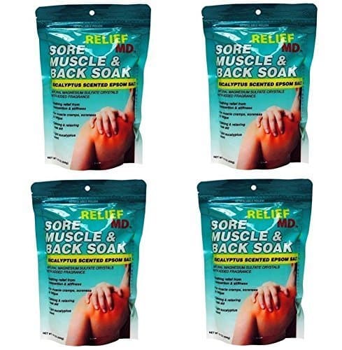 Relief Sore Muscle and Back Soak, Eucalyptus Epsom Salt, Pack of 4 by Relief MD