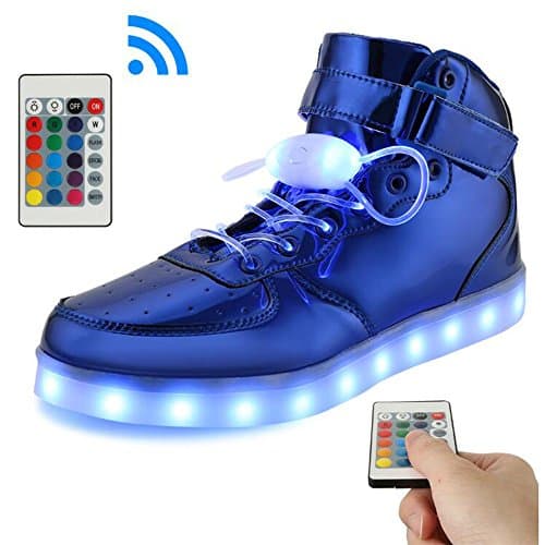 KUshopfast BeKing Bright High Top Light up Shoes LED Flashing Sneakers for Kids Boys Girls JMblue39