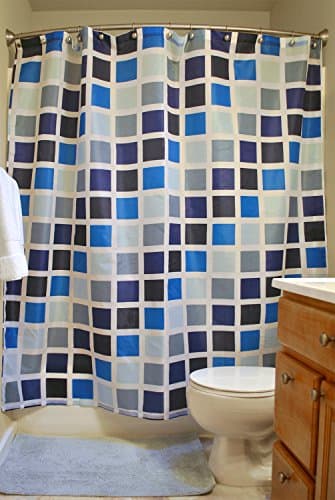 DII 16-Piece Bathroom Starter Set, Includes 72 by 72-Inch Shower Curtain, 12 Shower Hooks, 1 Soap Dish, 1 Cup, 1 Lotion Dispenser, Mosaic Tile