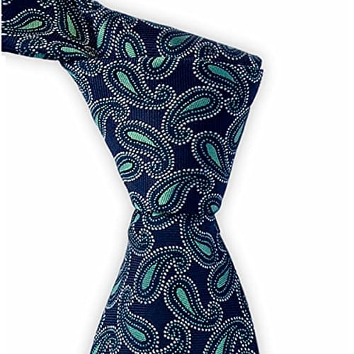 Navy Blue Tie with Green and White Paisley Pattern by TieThis | The Thornhill Tie