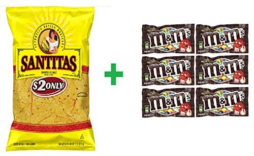 Santitas Triangles Yellow Corn Blend Tortilla Chips 11 OZ (Pack of 10) + (M&amp;M milk chocolate 6ct /1.69oz)