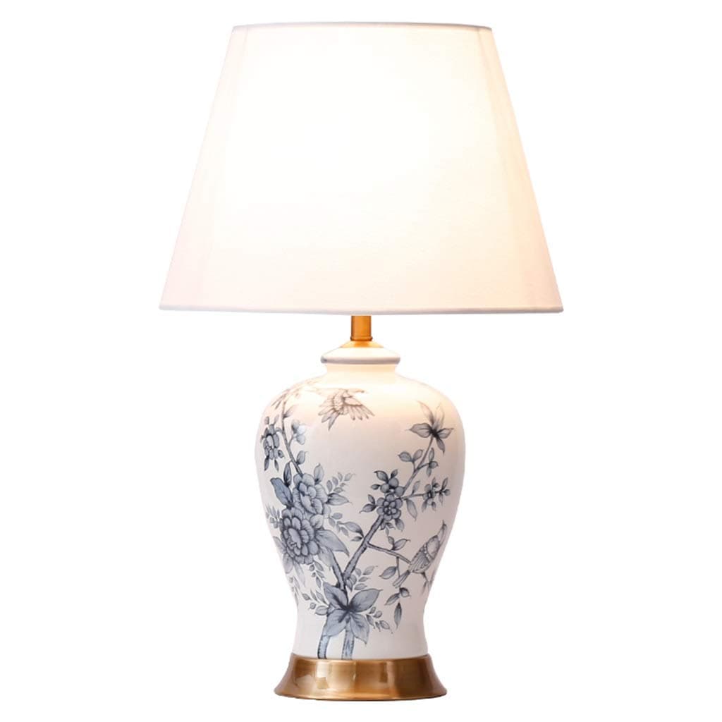 Desk Lamps Ceramic Table Lamp, Blue And White Porcelain Pattern Smooth Cafe Office Bar Reading Lamp Modern Simple Table Lamp (Size : 33 * 53cm)
