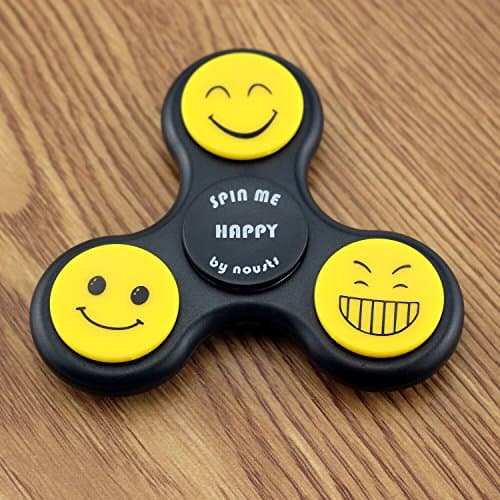 SPIN ME HAPPY BLACK | Great Smiley Fidget Spinner | Top Quality | Engineered to Make you Smile! | Helps with EDC, ADHD, Autism, and Increase Focus | Original and Exclusive Design by NOUSTS