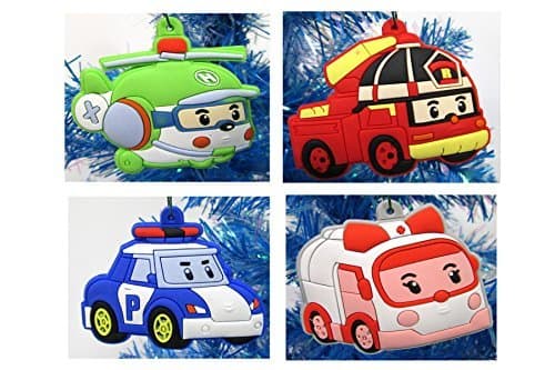 ROBOCAR Holiday Christmas Tree Ornament Set - Unique Shatterproof Plastic Design