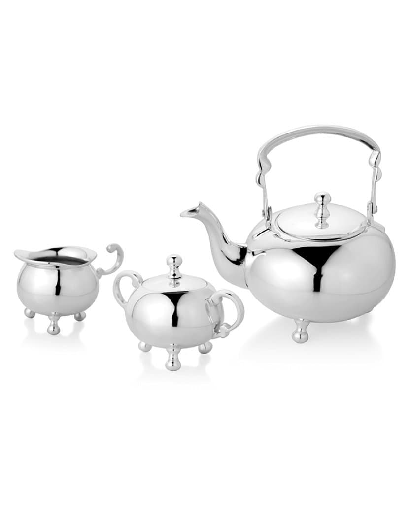 Episode Tea Set Mandarin Silver Plated Indian Traditional Crafted Tableware Set