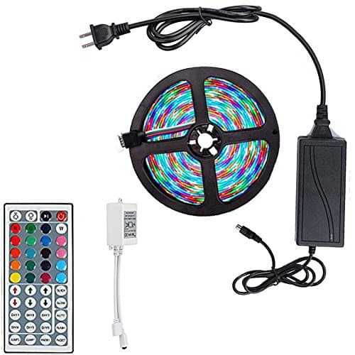 Turaboo Led light strip waterproof Led 16.4Ft/5M LED 44 Led Strip with Remote 5050 LED Flexible Rgb Strip Light Led rope lights outdoor IR Controller for Holiday Party Decoration and More(Colorful)
