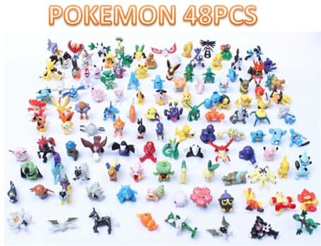 Pokemon Mini Action Figures Set: 48 PC 2-3cm Figurine Set, Pikachu Included Prime Manufacture, Great Bulk Set/ Excellent Gift for Kids