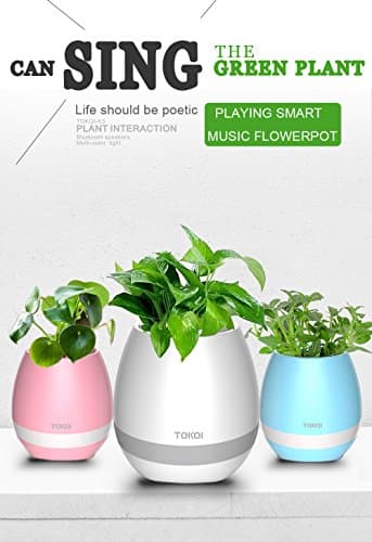 Forworld Smart Music Flower Pots [Gift Choice] Smart Bluetooth Wireless Speaker Touch Piano Music Playing Flower Pots with LED Night Light for Office Home Decor (without Plant) (Pink)